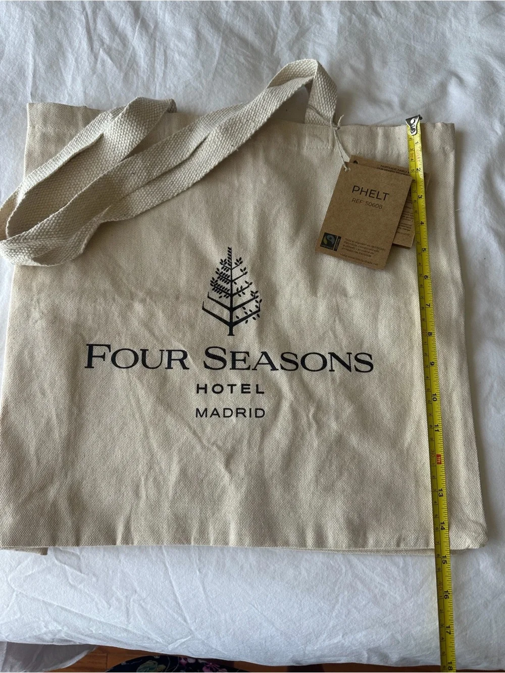 Four Seasons Hotel Madrid Natural Canvas Tote Bag NWT Phelt Brand
